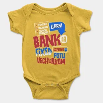 Vekkam Maanam Soodu Soranai Laam Bank La Fixed Deposit La Potu Vechurkom Short Sleeve Baby Onesie in Yellow Color