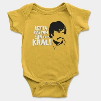 Ketta Payyan Sir Indha Kaali Short Sleeve Baby Onesie in Yellow Color
