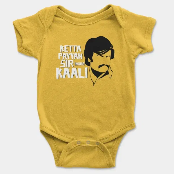 Ketta Payyan Sir Indha Kaali Short Sleeve Baby Onesie In Yellow Color