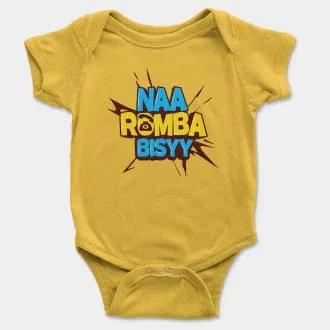 Naa Romba Bisyy Short Sleeve Baby Onesie in Yellow Color